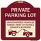 Signmission Private Parking Lot Unauthorized Vehicles Towed Owner Expense Alum Sign, 18" L, 18" H, BU-1818-23264 A-DES-BU-1818-23264 - alternate 1